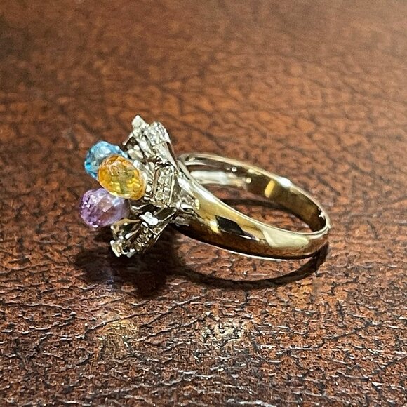 $4950 / NEW / Sonia Bitton Diamond & Gemstone 3D Flower 14K Ring - Picture 6 of 7